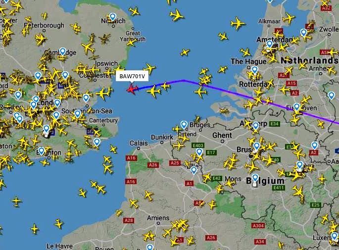 Sarah flight back from Vienna Flight Radar